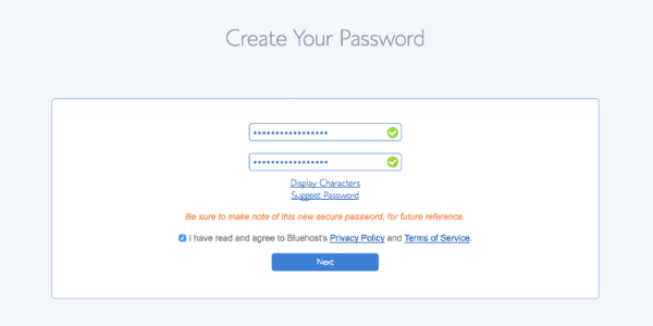 Start Your Blog Create Password